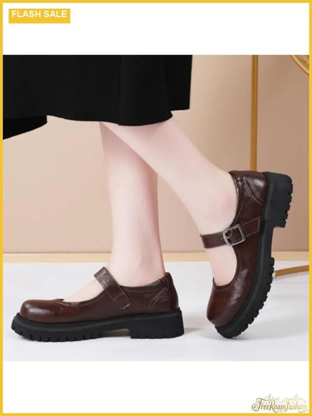 Women's Mary Jane Platform Oxford Flats Non-Slip Faux Leather